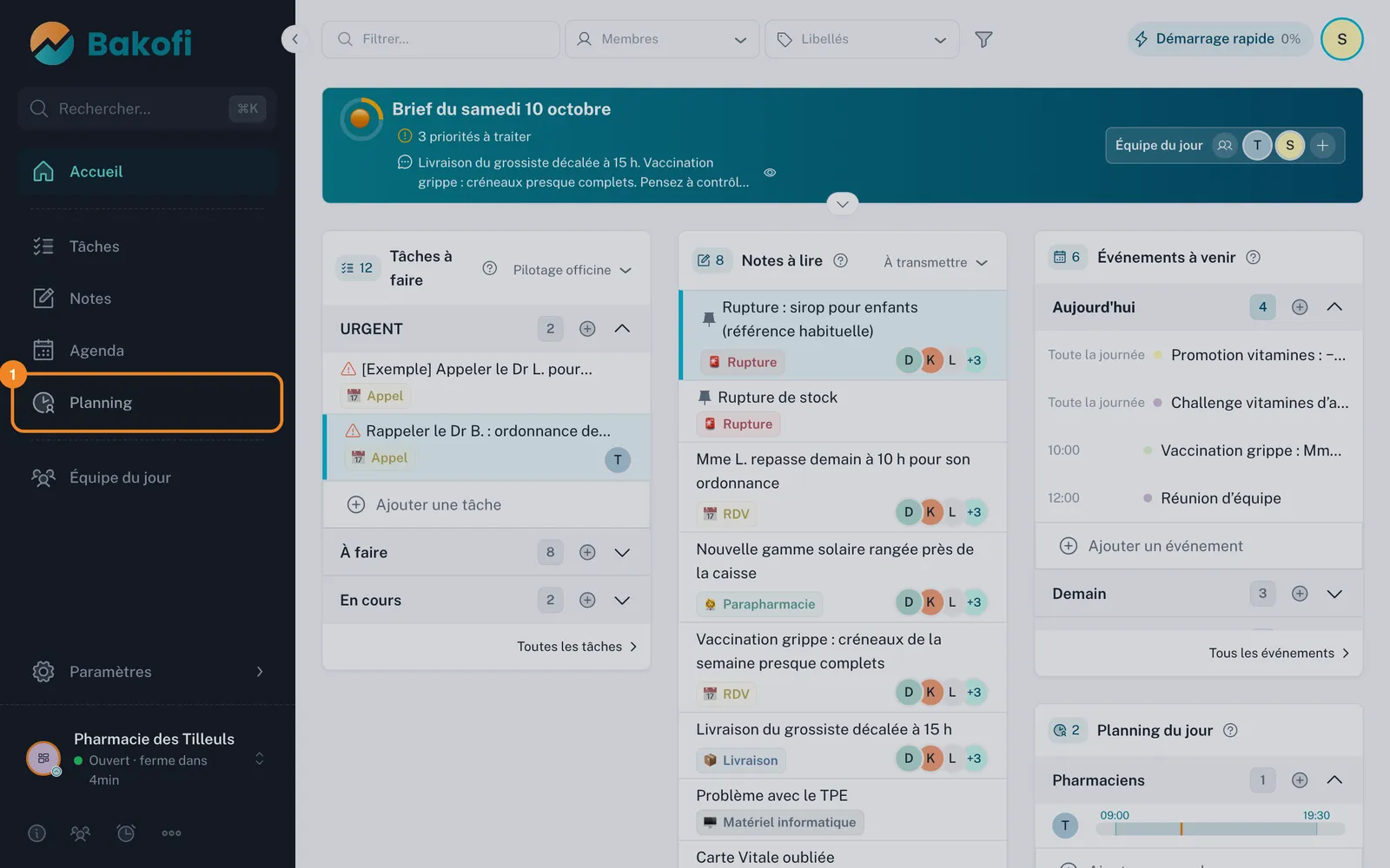Étape 1 : Ouvrez Planning