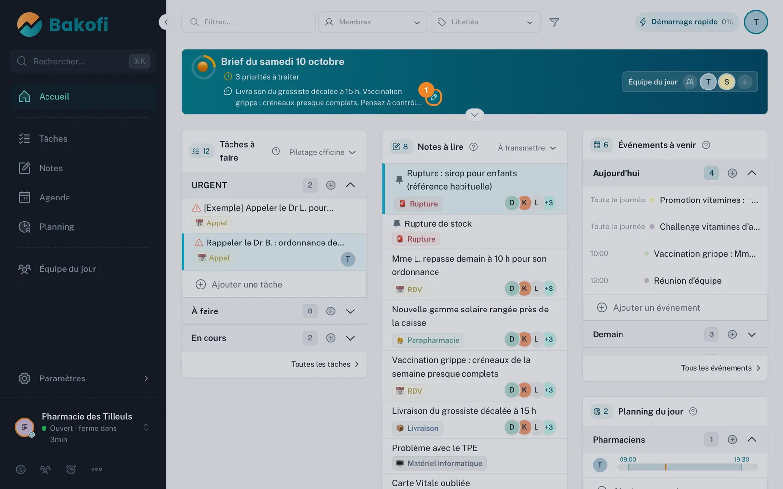 Étape 1 : Cliquez sur Modifier le message du jour, à côté du brief