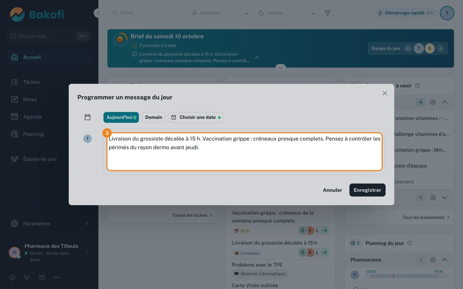 Étape 2 : Écrivez votre message dans Écrivez un message pour l'équipe ...