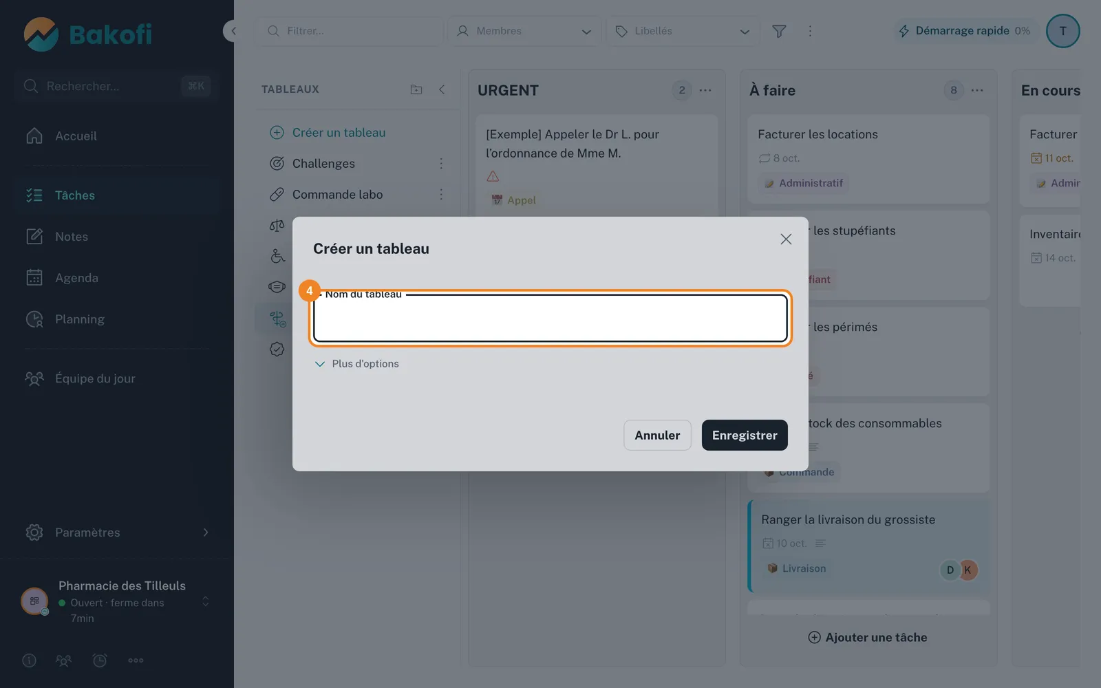 Étape 4 : Saisissez « Suivi des formations » dans Nom du tableau
