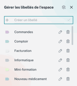 Création d’un libellé : champ de saisie du nom
