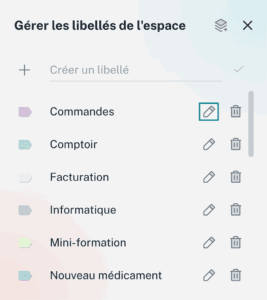 Modification du nom d'un libellé existant